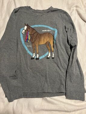Ariat Charcoal Gray Long Sleeve Tee with Horse Graphic
